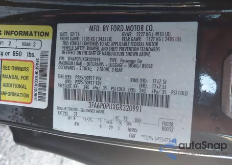 2016 Ford Fusion Energi Se Luxury from USA, damaged, VIN 3FA6P0PUXGR320991